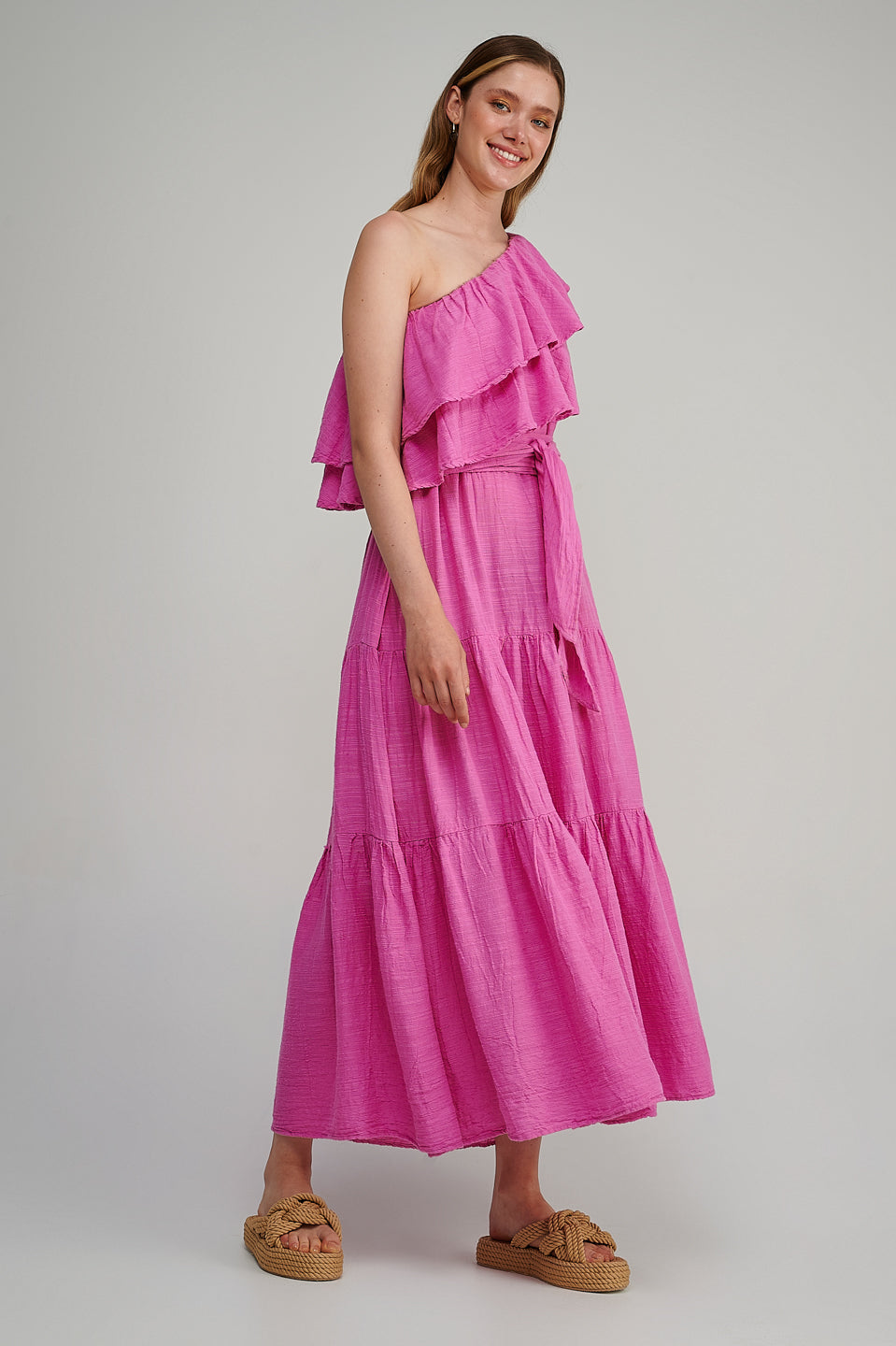 Anna One Shoulder Ruffle Maxi Dress