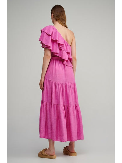 Anna One Shoulder Ruffle Maxi Dress